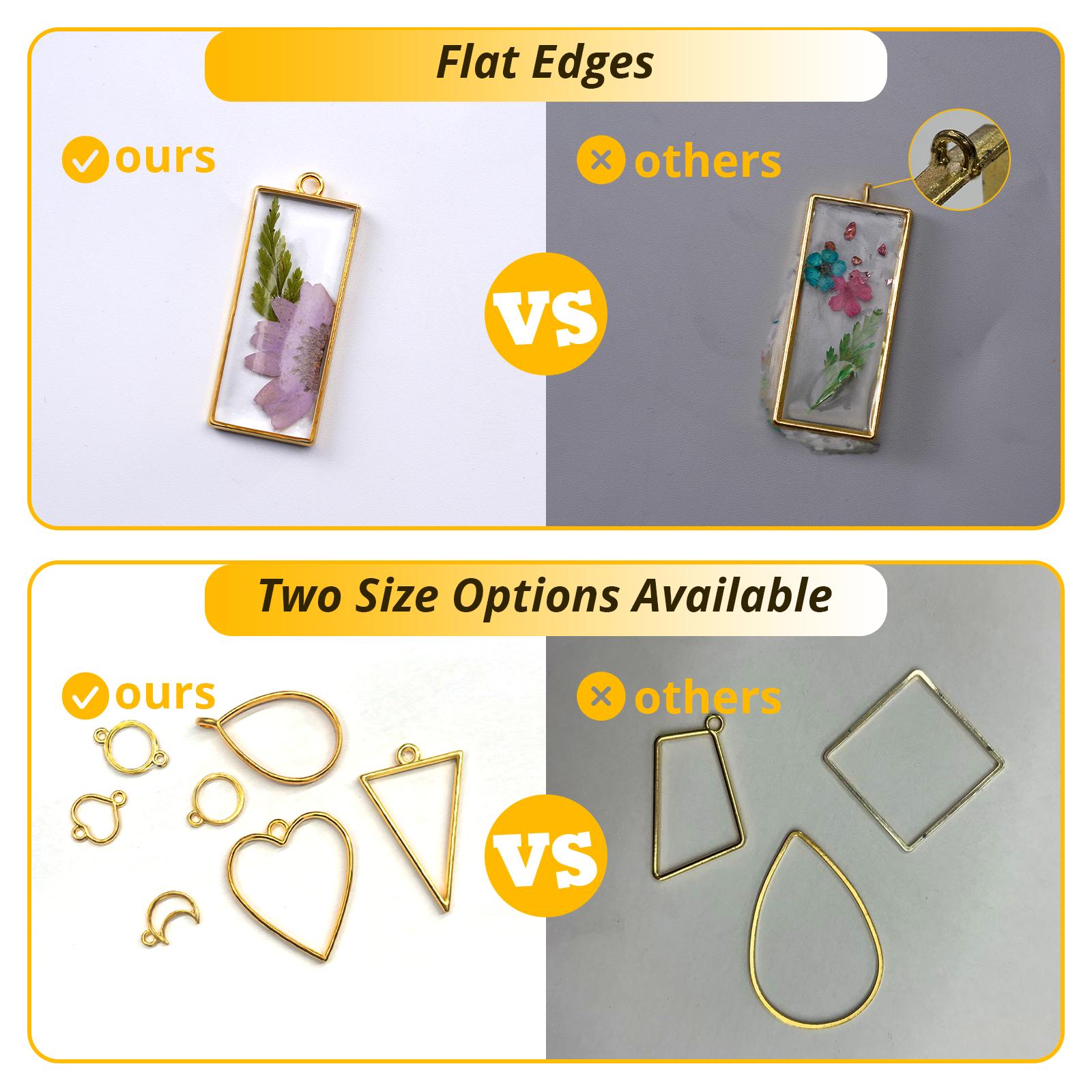 172 pcs Open Bezels for Resin, 2 Size 36 Styles of Gold Hollow Frame Pendants Bezels with 100pcs Jump Rings, Unique Bee Resin Bezels for Jewelry Making, Necklaces Earrings Making Supplies