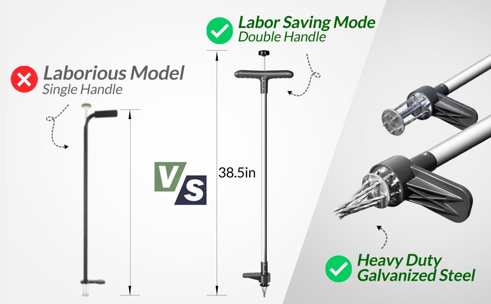 Walensee Upgraded Weeder Tool, Stand Up Grass Puller Hand Tool, Long Handle Garden Weeding Tool with 5 Claws, Hound Grass Puller for Dandelion, Standup Grass Root Pulling Tool and Picker, Grabber (1 Pack)