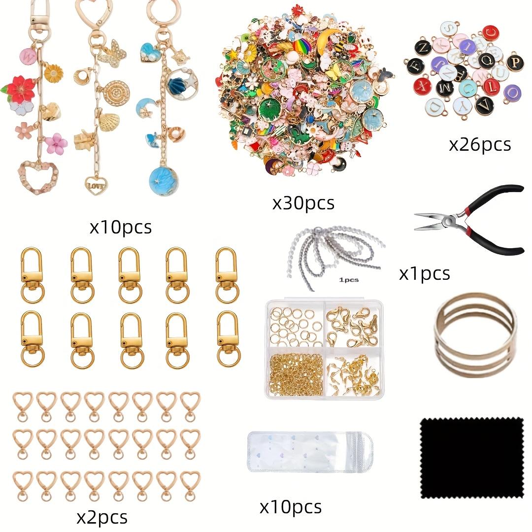 Keychain Making Kit with Clips Extender Chain Charms Jewelry Pliers Bag Charm Kit for DIY Crafting and Jewelry Making Supplies