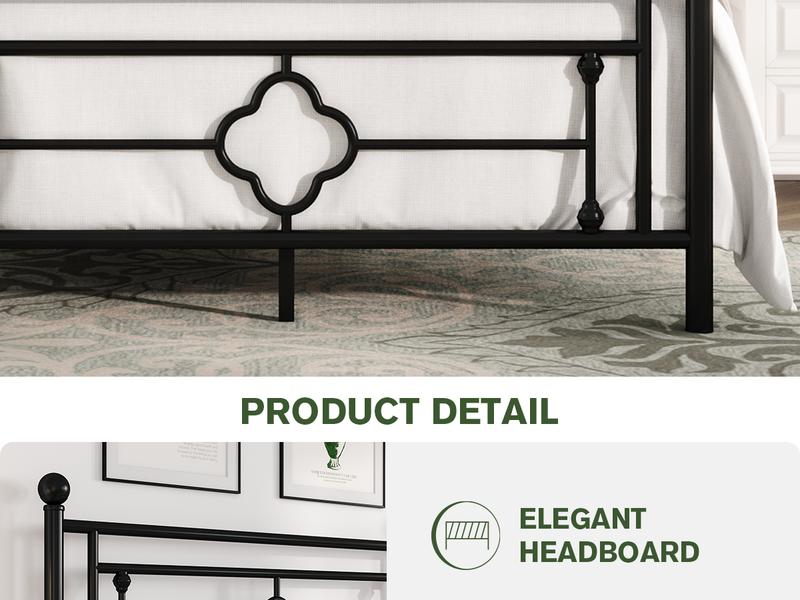 MUTICOR 14in Metal Platform Bed Frame,Vintage Iron-Art Headboard【Frame Only No Mattress】Metal Slats Support Bed Base for Storage,No Box Spring Needed,Full/King/Queen Size Bed Frame#TikTokShopBlackFriday #ChristmasGifts