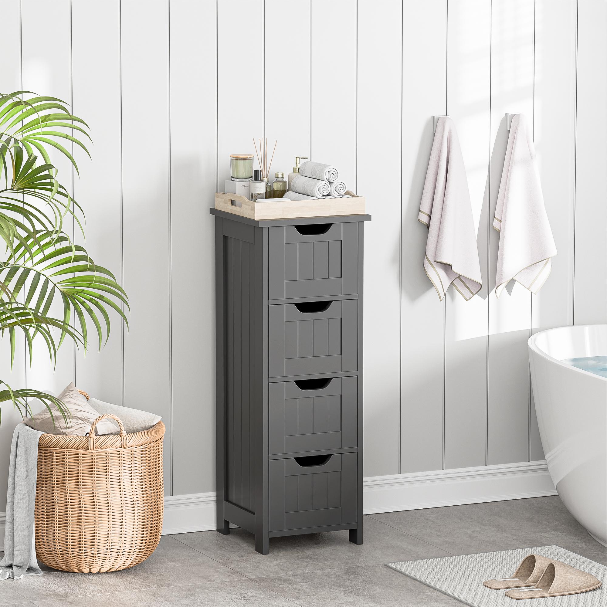 ZENY White Small Bathroom Cabinet 4 Drawers Floor Side Storage Cabinet for Bathroom/Hallway/Living Room