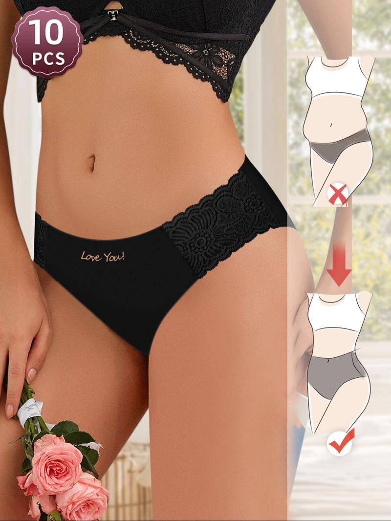 Women's Letter Print Briefs, Soft Comfy Breathable Knicker for Daily Wear, Underwear for All Seasons, Soft Breathable Panties