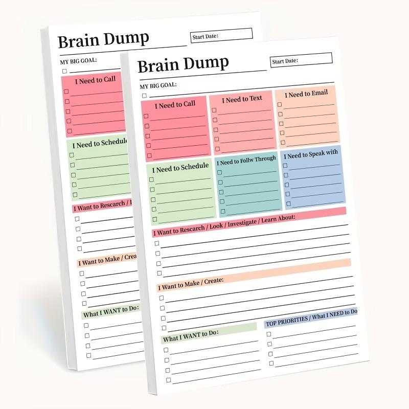Brain Dump And To-Do Notebook, 50-Page Focus Planner, A5 Size Daily Task Manager, Suitable for Self-Planners, Project Managers, Productivity Planner, Weekly Planner, Minimalist Notebook, Premium End, High-Quality Paper, Planning Tool