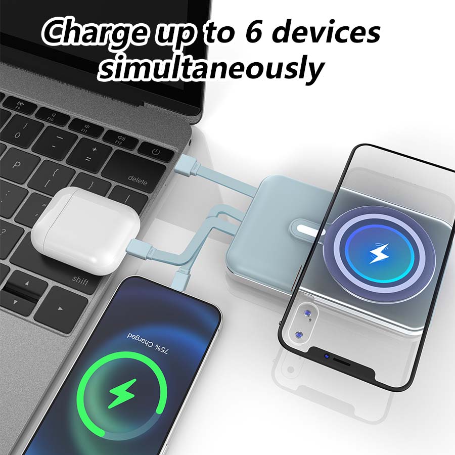 Magnetic Power Bank, 10000mAh Foldable Wireless Portable Charger with USB-C Cable, 3 Ports, LED Display, Compatible with Mag-Safe Battery Packs, 22.5W PD Fast Charging, Compatible with iPhone 16/15/14/13/12 Pro/Pro Max/Plus/Mini