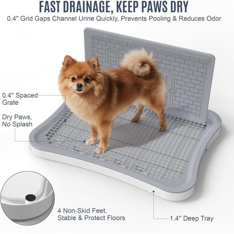 Leak-proof puppy urine pad holder and training station, heavy-duty indoor dog toilet system, easy to clean, suitable for puppies and adult dogs toilet training, center column design dog urine pad bracket, with training tray stable and leak-proof