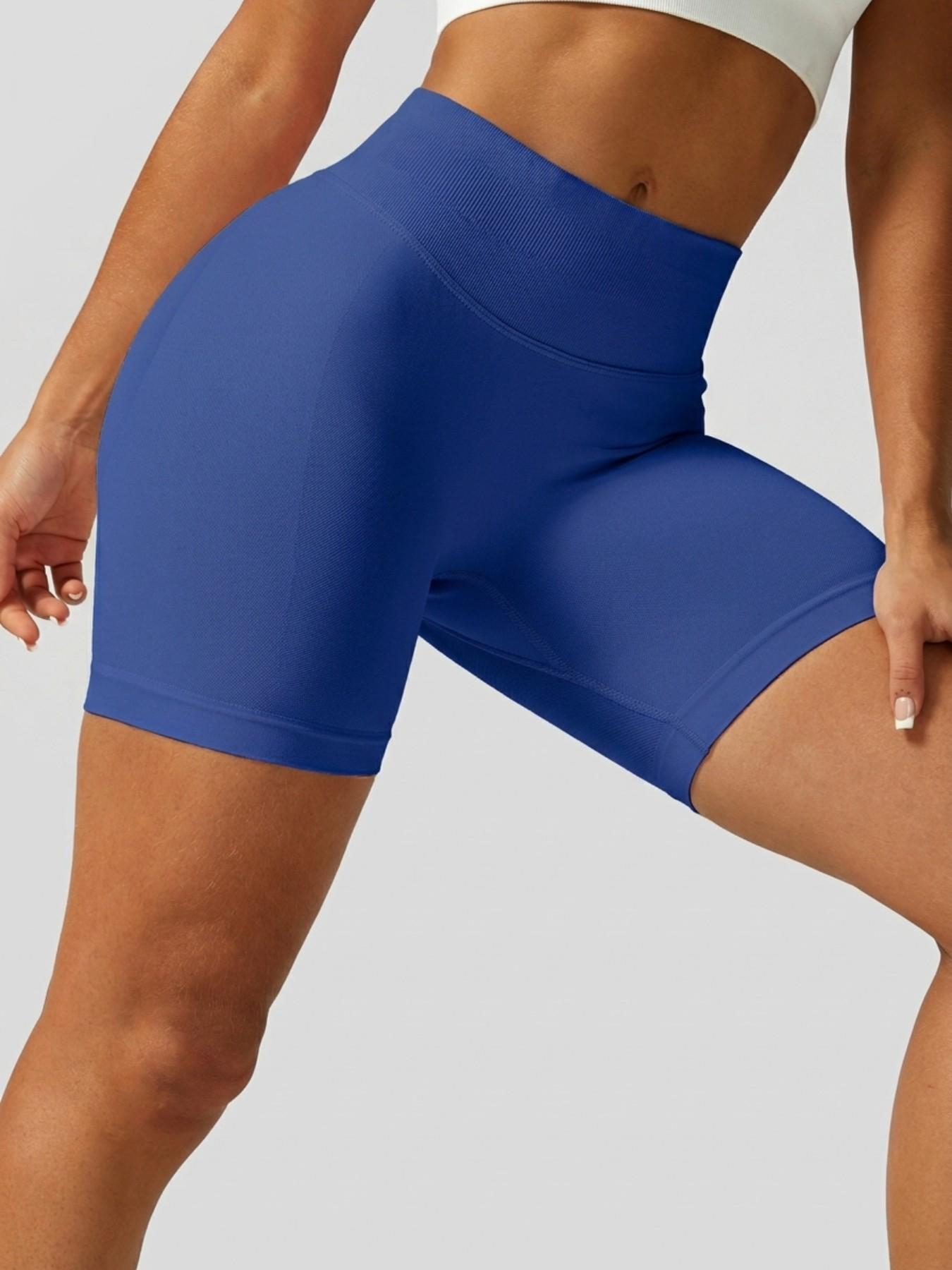 Women's Solid Color Sports Shorts 4 Way Stretch No Show Breathable Soft Comfortable High Waist Butt Lifting Shaping Active Bottoms Shorts Gym Training Seamless Peach Butt Shorts Outdoor Running Cycling Indoor Pilates Daily Versatile Yoga Shorts