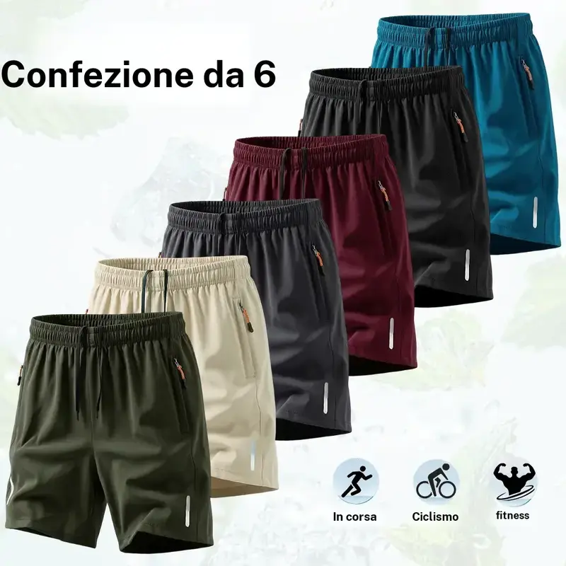 6 pack Men’s Quick Dry Athletic Shorts Lightweight Running/Gym Basketball Shorts with 7″ Inseam and Zipper Pockets