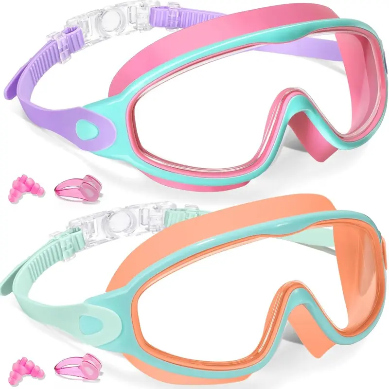 Swim Goggles 2-Pack, High Definition Waterproof Anti-Fog UV Protection, Ideal for Kids Swimming goggles, Durable & Comfortable Design, Swim Goggles Set