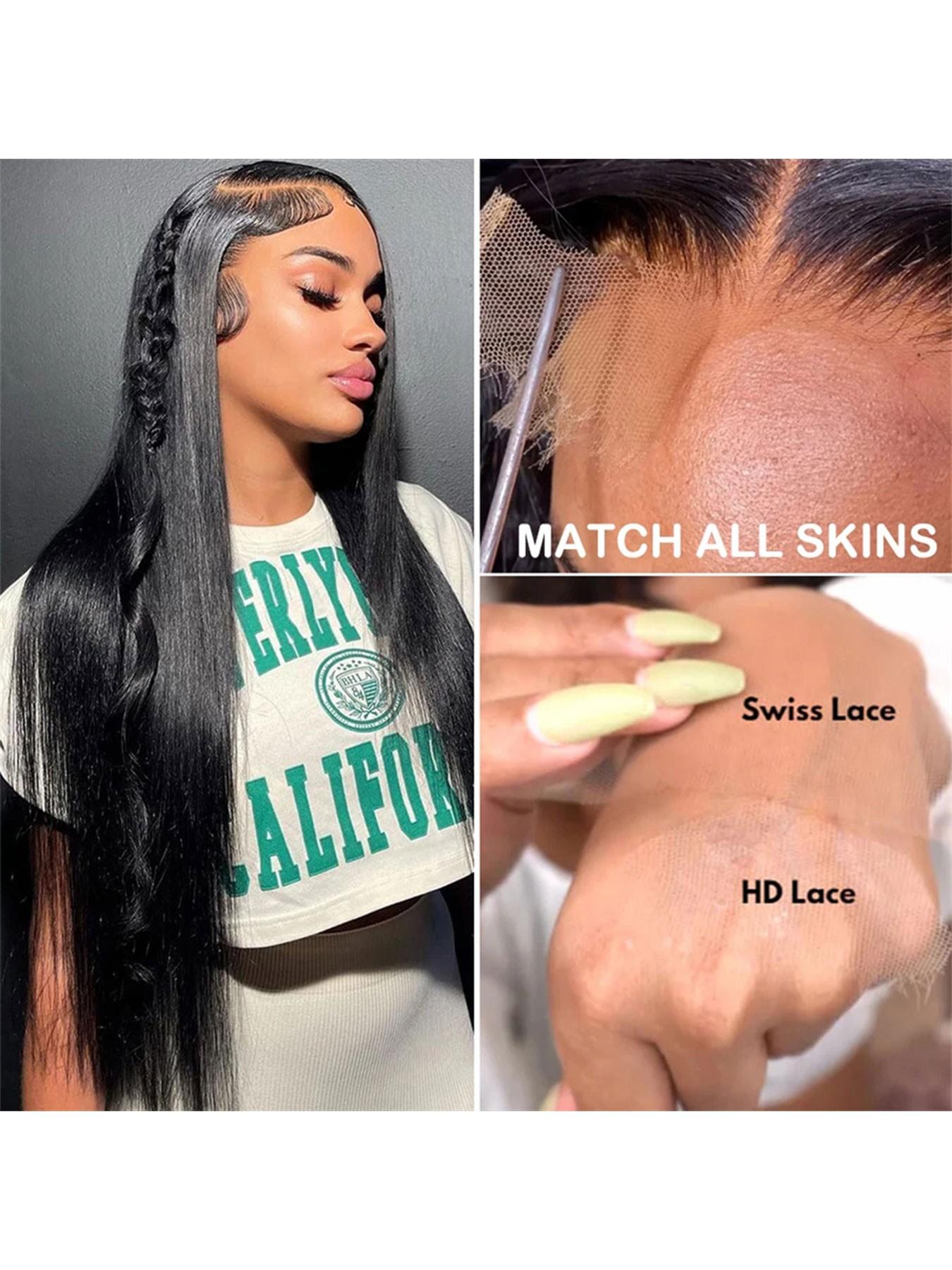 40 Inch 200% Density Long 13x4 Synthetic Lace Front Wigs For Women Heat-Resistant Hair 13x4 HD Transparent Lace Frontal Wigs Wigs Pre Plucked For Women's Daily And Holiday Occasions Wig