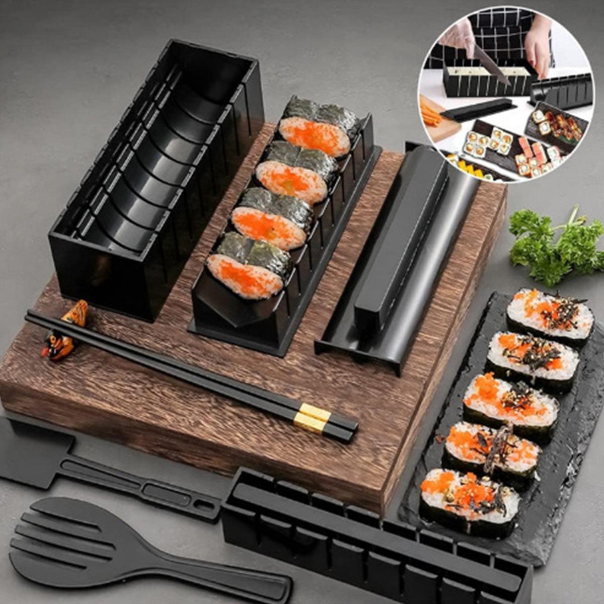 Sushi Making Kit,Sushi Maker Set for Beginners Plastic Premium Set Sushi Tool Set Sushi Rice Roll Mold Shapes, Multifunctional Mold with Various Shapes, DIY Sushi Tools for Rice and Vegetable Rolls, Sushi Rolling Kit, Sushi Making Utensils