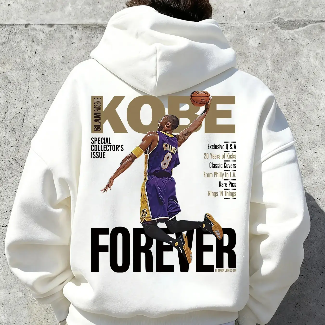 Trendy Basketball Style!Kobe Bryant Commemorative Hoodie, Graphic Sweatshirts, Activewear, featuring the classic dunk scene + "FOREVER" lettering.The loose fit creates a casual street - style sporty look, a wardrobe gem for basketball fans.