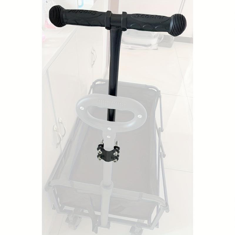 Universal Round Cart Handle - Ergonomic adjustable height replacement cart handle, durable metal construction with secure clamp installation, black handle suitable for campers, bicycles, lawn mowers, and gardening tools, round cart handle replacement part