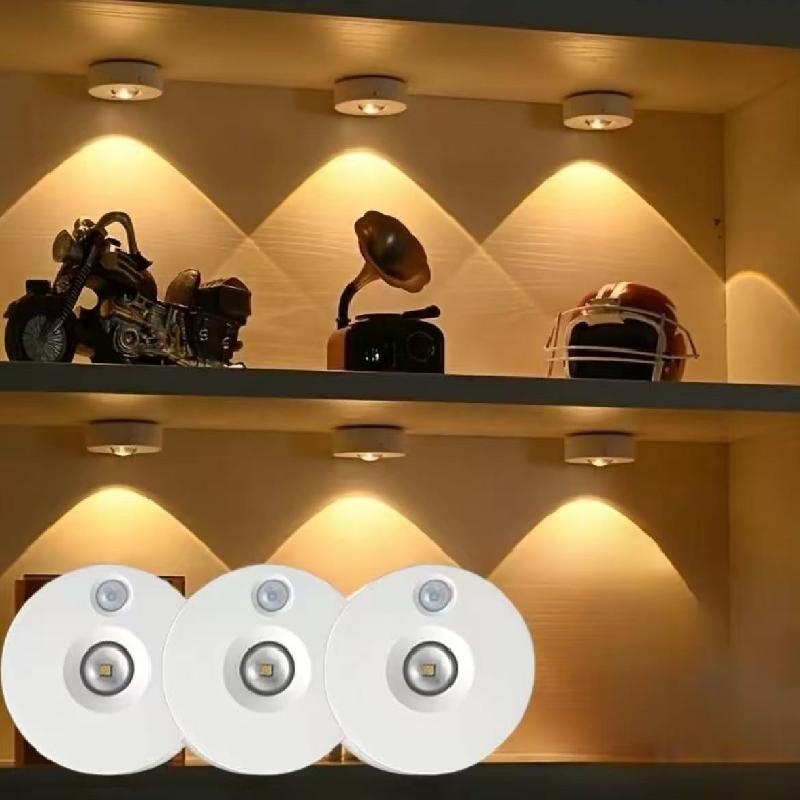 Human Motion Sensing Cabinet Light, USB Rechargeable Wireless Remote Control Ambiance Lighting, Magnetic Three-Color Changing LED Lamp, Decorative Lights