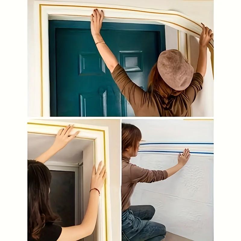 6 Rolls Self-adhesive Ceiling Cornice, Foam Wall Decorative Strip Stickers, Foldable Self-adhesive Waterproof Baseboard Wall Corner Waistline Stickers, Positive Anglection Strip, Decorative Molding