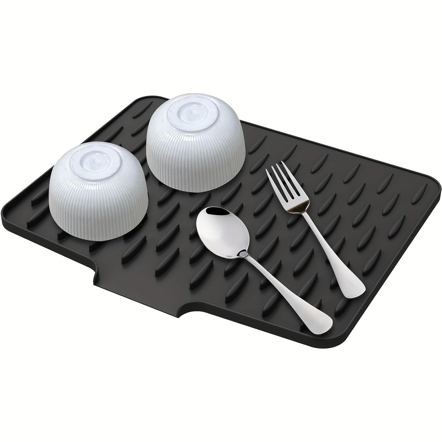 Large Kitchen Sink & Dish Drying Rack - Non-Slip Silicone Drainage Board Drain, Heat-Resistant & Easy-Clean Surface, Raised Edges for Spill Prevention, Dish Storage Shelf, Compatible with Countertops, Sinks, Refrigerators