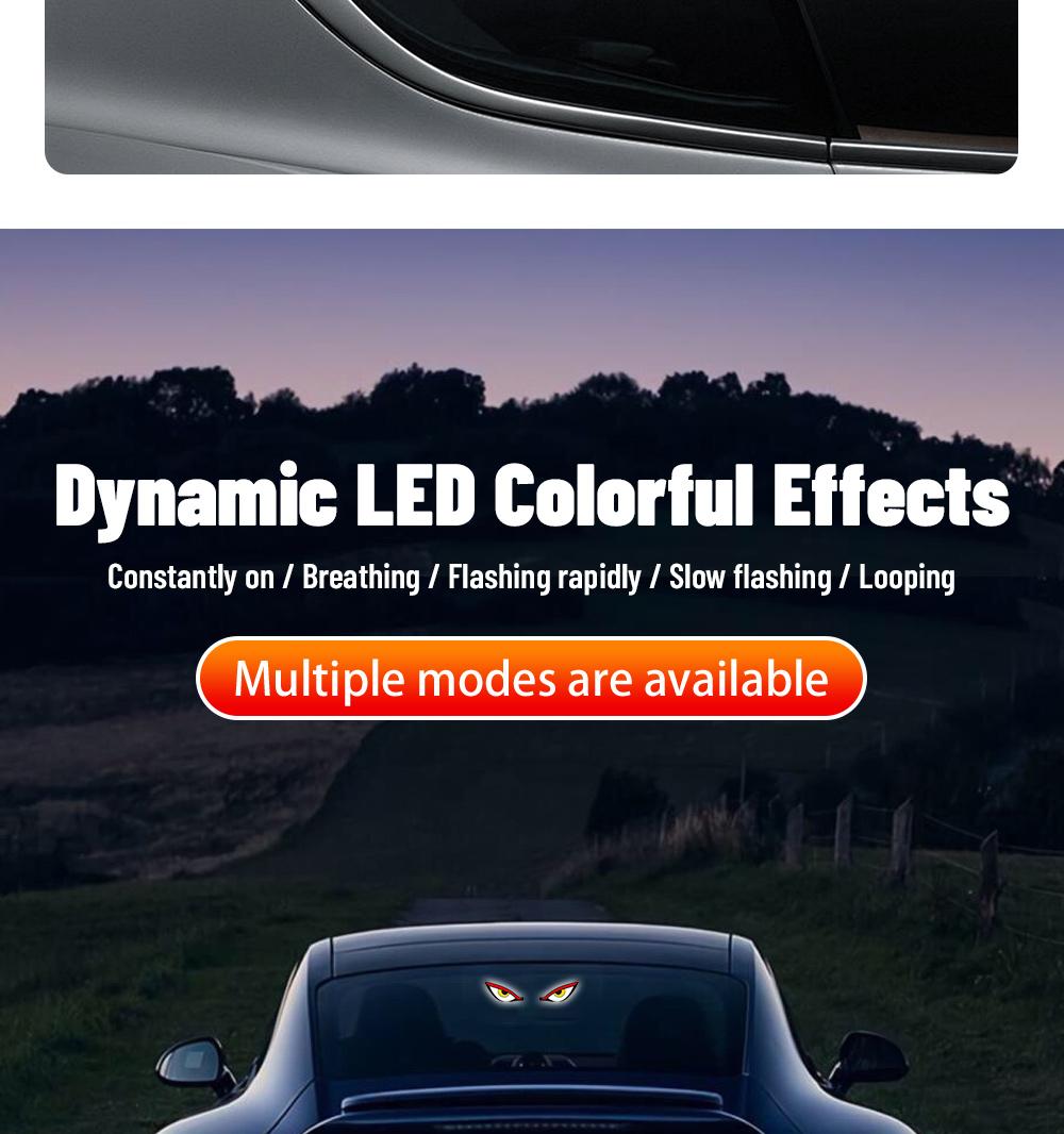 Car Rear Window LED Dynamic Display Light, Vampire Devil Eye Emoji Panel, Auto Decorative Light