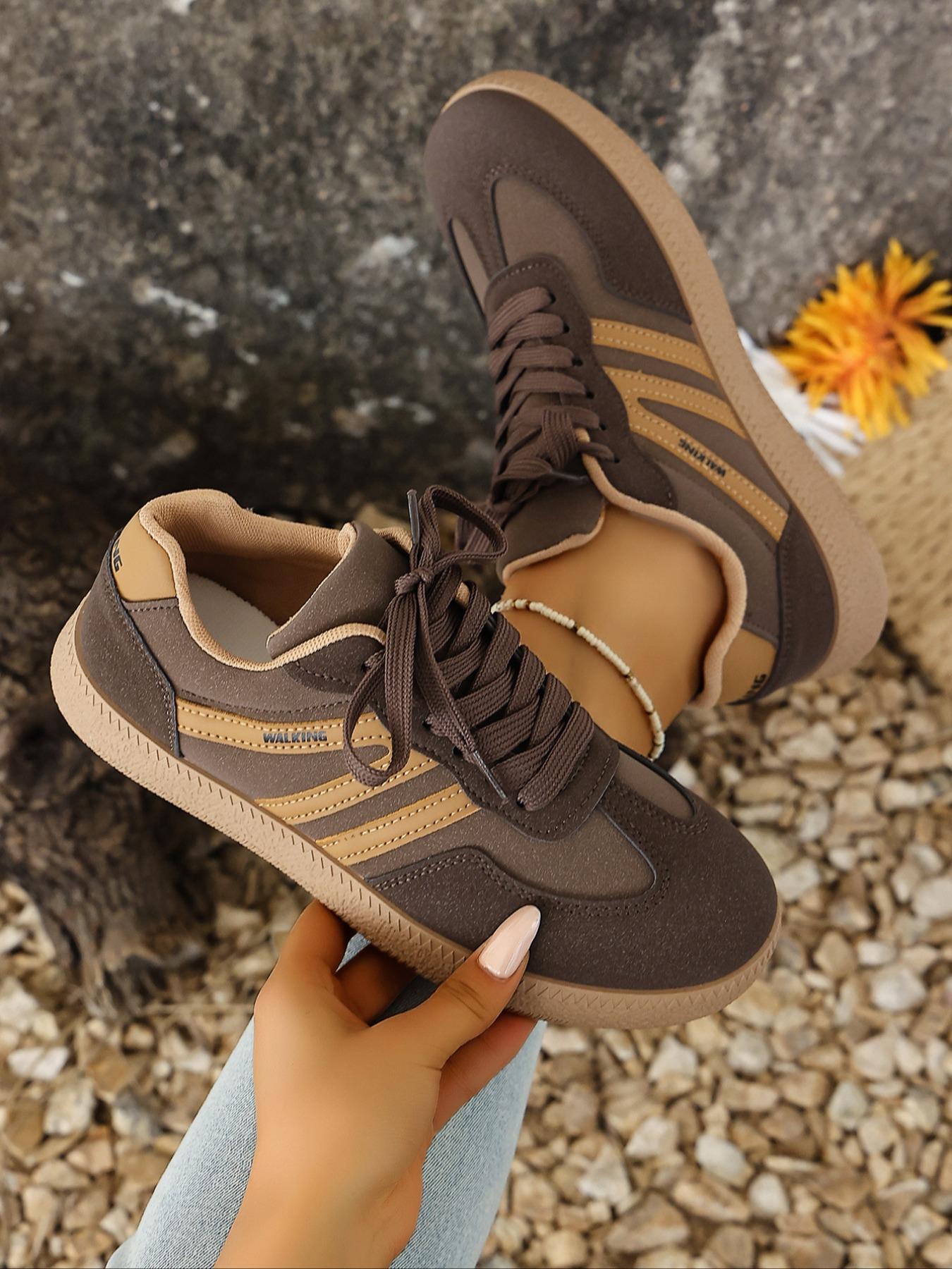 Women's Medium Gray & White Two-Tone Suede Retro Sneakers Low-Top Lace-Up Design Gum Sole Casual Daily Fashion Footwear Outdoor Walking Lifestyle Shoes Casual Athletic Footwear Christmas heartwarming gift