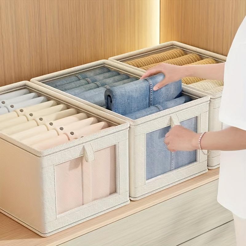 4-pack large-capacity Oxford cloth clothing storage and organization boxes, with small viewing window -  clothing and underwear storage, quilt storage and organization boxes, home storage and organization boxes, under-bed storage and organization boxes