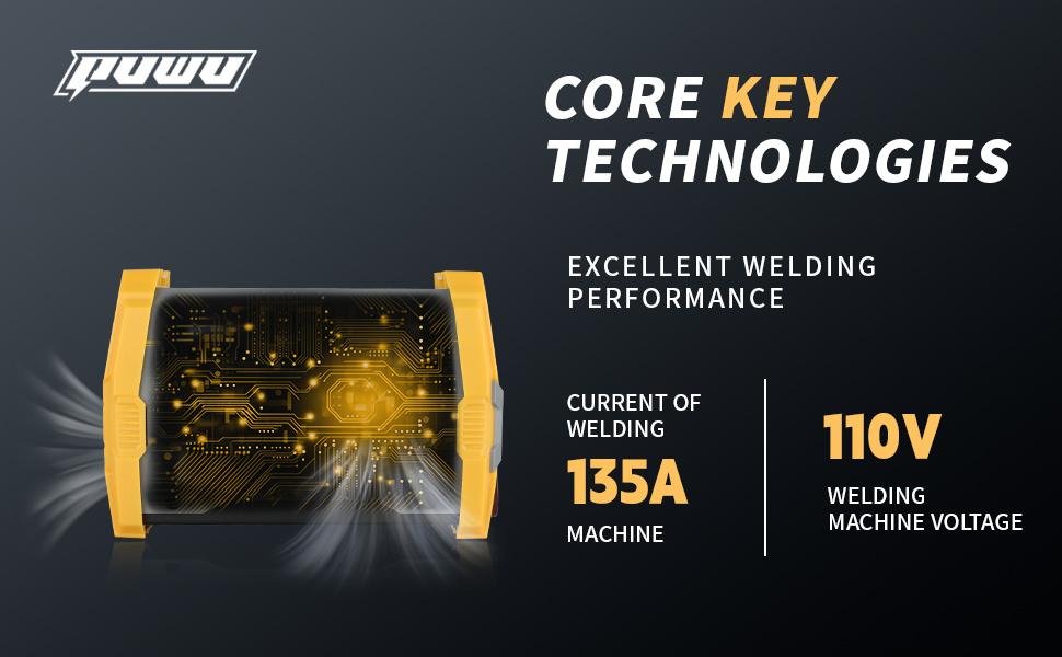 Puwu 110V 135A Rod Welder Digital Welder with Overheat Protection, Electrodes, Digital Screen, Quick Connectors, and Hot Start - Mini MMA Arc Welder