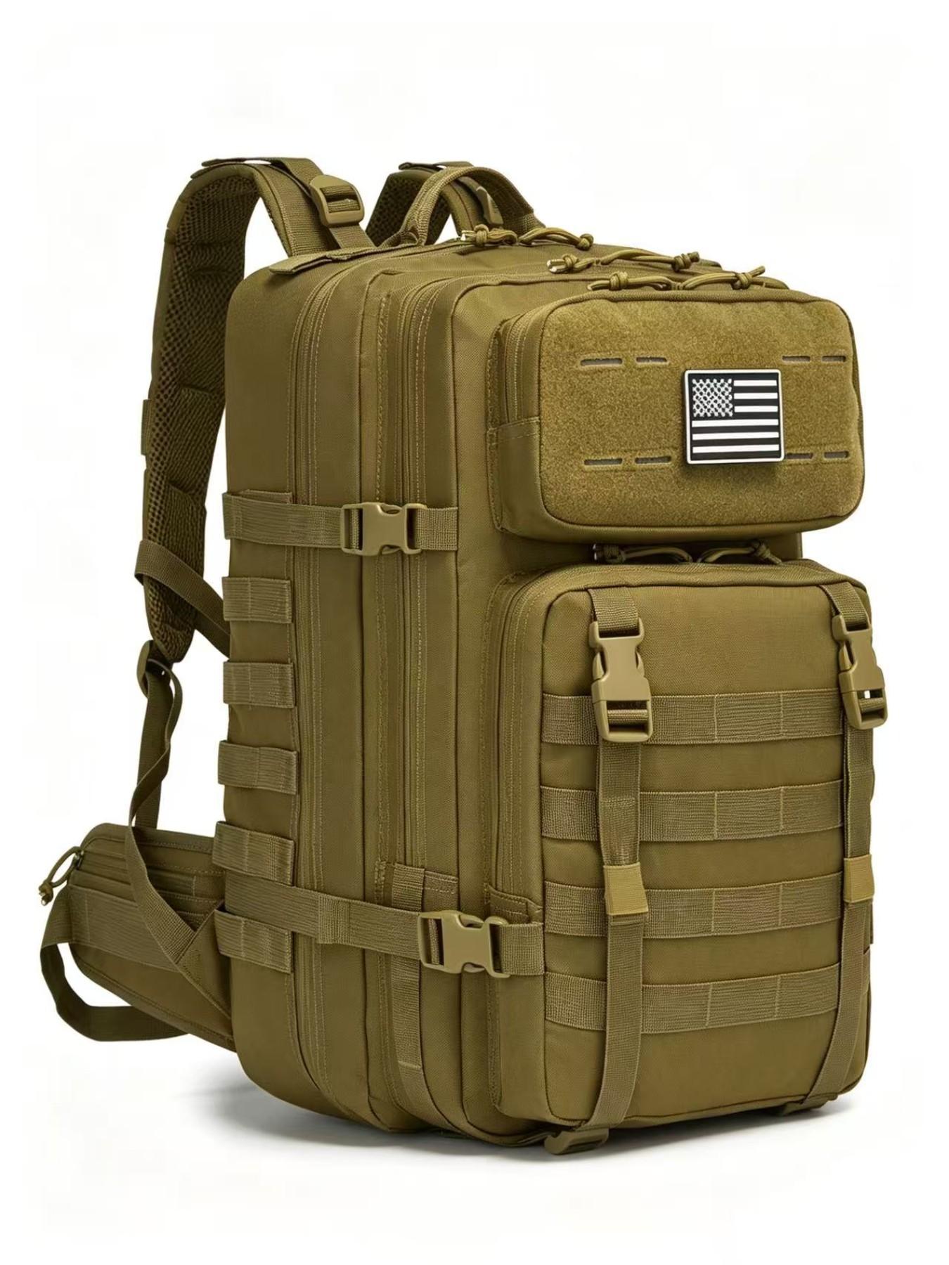 45L Large Capacity Molle Tactical Backpack, Waterproof Durable Outdoor Travel Bag, 15.6 Inch Laptop Compartment, Ergonomic Load Relief