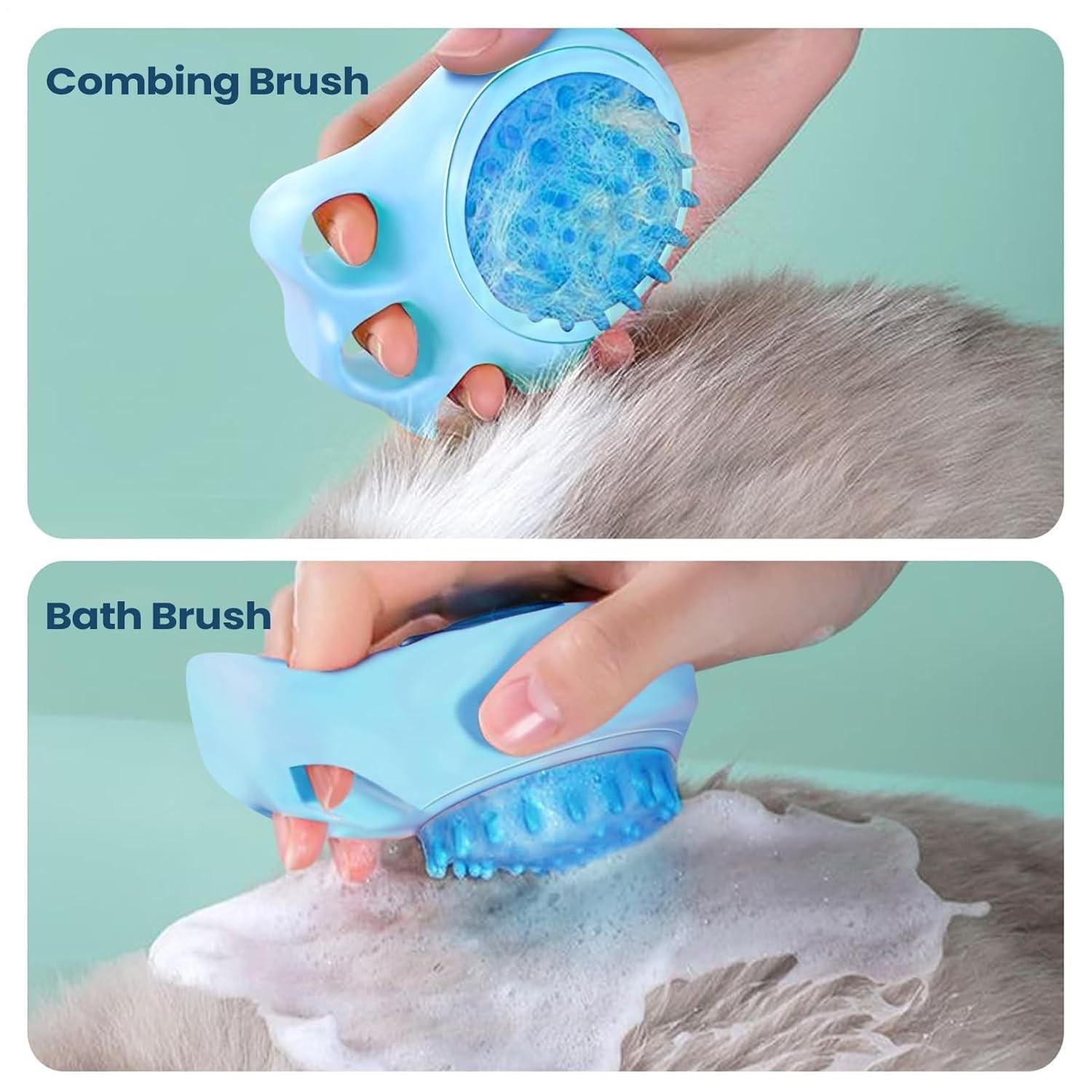 2-Pack Pet Bath Brush, Silicone Massage Comb, Soft Multi-Function Head Brush, Cat Cleaning Brush, Dog and Cat Grooming Tools