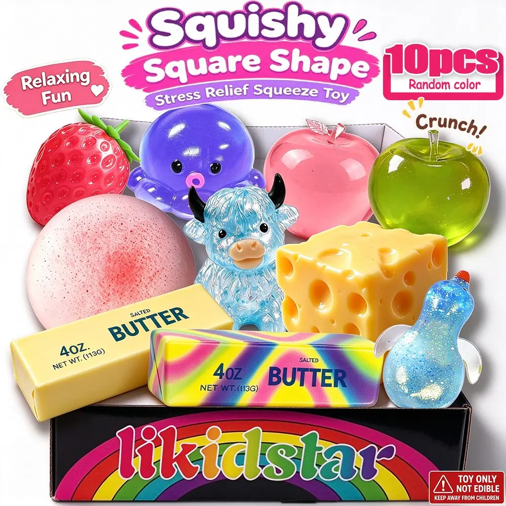 10pcs Surprise Gift Box Slow Rising Butter Candy, Sensory Stress Relief Soft Toy Squishy Soft, Mini Cute Animal, Easter Basket Filler, Party Gift