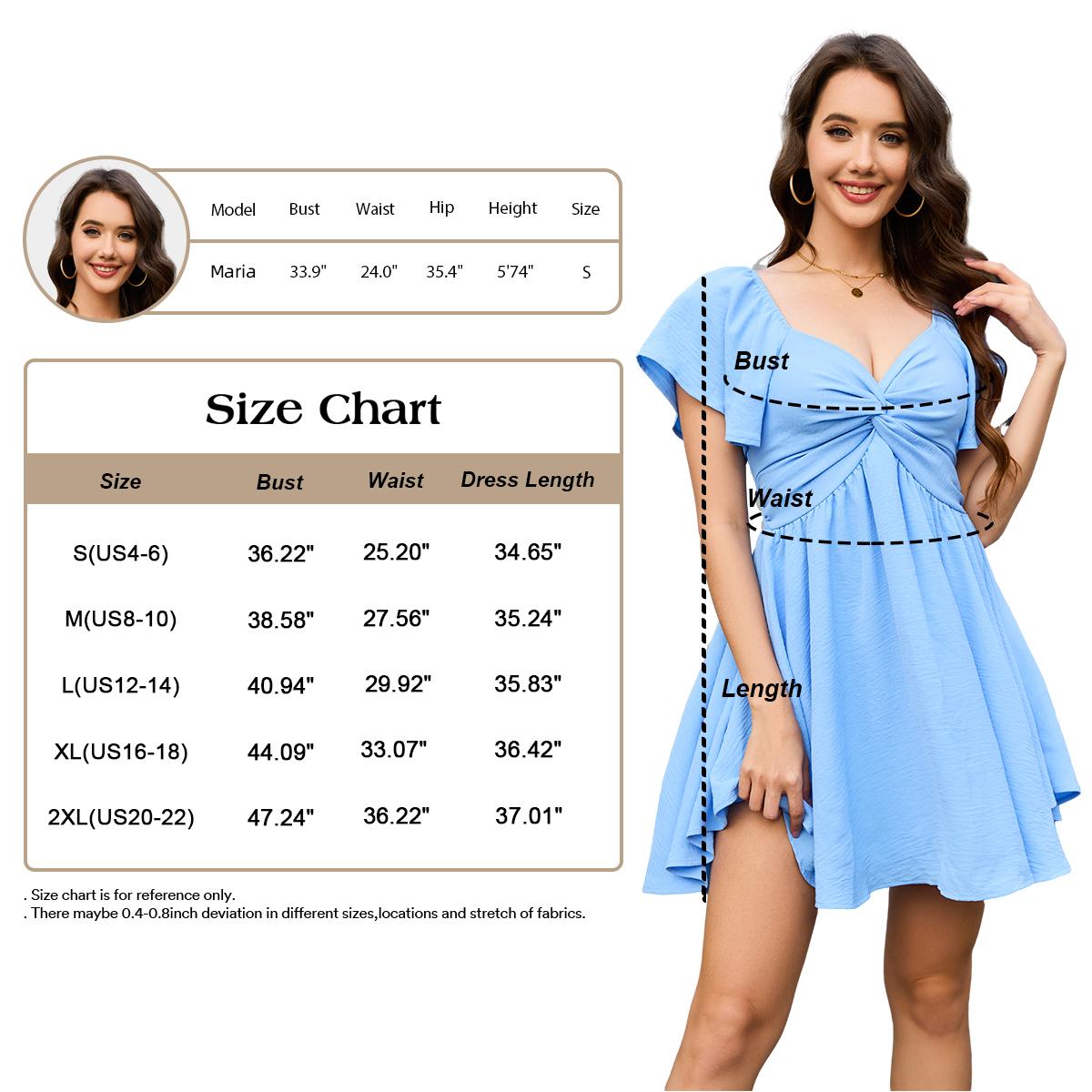 Chicovar Women's Summer Sweetheart NecklineKnot Front Flowy Mini Chiffon Dresses, Easter dress,Flutter Sleeve, Tie-Back, A-Line Cut, No Scratchy, No Sheer, Wedding Guest,Bridal Shower, Church, Party, Casual, or Daily Wear