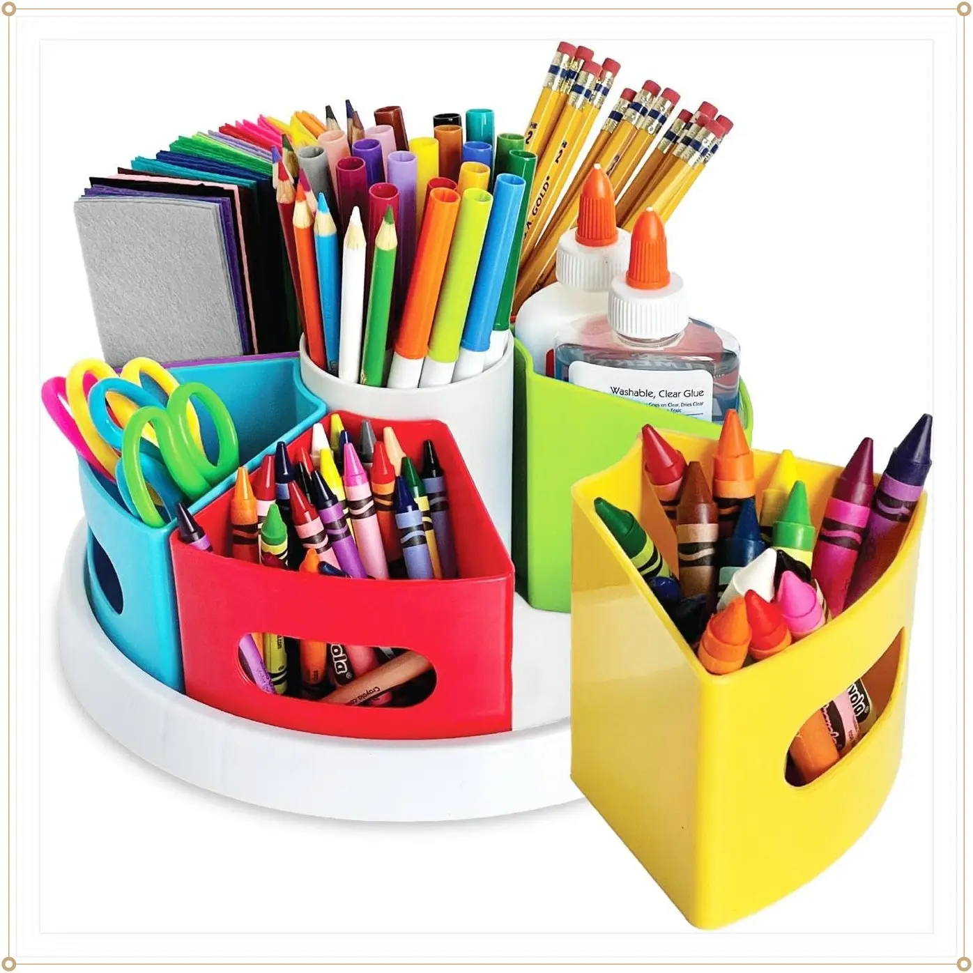 Rotating Art Supply Organizer for Crayons, Markers & Pencils - Classroom Storage Solution for Teachers & Crafts - Desk CaddyGift