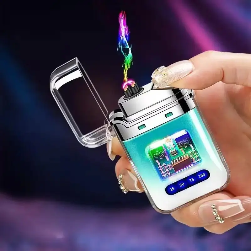 cool, windproof electronic lighter with charging, compact and portable design, colored indicator lights and battery level display.Suitable for camping, travel, wilderness survival, lighting candles and incense, and outdoor adventures.XX17ByteBabe