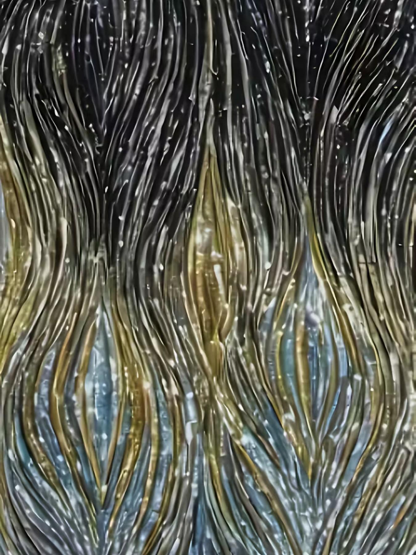 Men's Gradient Wave Gold Foil Print Short Sleeve Shirt, Summer Casual Vacation Style Collar Open Front Jacket, Trendy Unique Floral Blouse