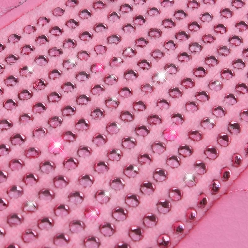 CAR PASS 5pcs Pink Bling Leather Car Mats Shining Diamond Rhinestones Sparkly Anti-Slip Waterproof Universal Fit Automotive SUV,Sedan,Van,Girl Women