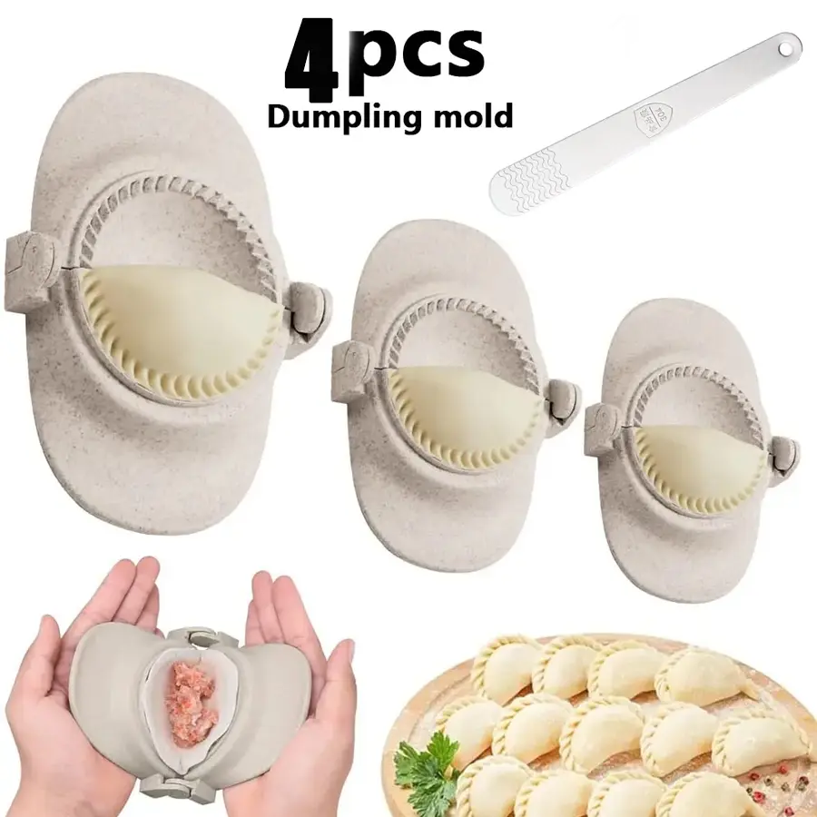 4 Dumpling Machine Mold Sets with Filling Spoons! Three Different Sizes of Dumplings Can Be Quickly Made Into Various Types of Dumplings. Smooth and Non Stick. Very Suitable for Family Dinners and DIY Food Projects. Utensils