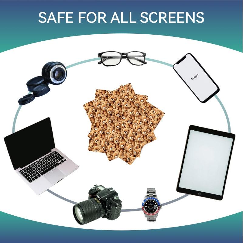 1/3/6/14pcs Teddy Bear Pattern Cleaning Cloth, Suitable For Lens & Glasses Cleaning, Multiple Specifications Available, Single - Sided, Soft Texture, Ideal For Home & Photography Use, Efficient Cleaning