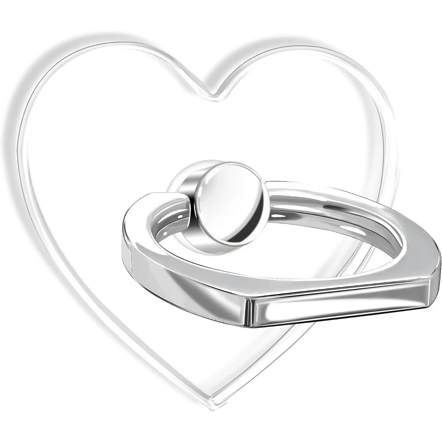 Transparent Clear Phone Holder Ring Grips, Heart