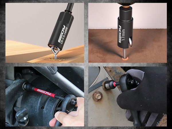 SEDY 41-Piece Premium 1/4" Drive Magnetic Impact Nut Driver Set Metric & SAE with Socket Adapters, 2-in-1 Ratchet Wrench, Universal Sockets, Quick Release Bit Holder, Durable Strength & Versatile Performance, Christmas Gift