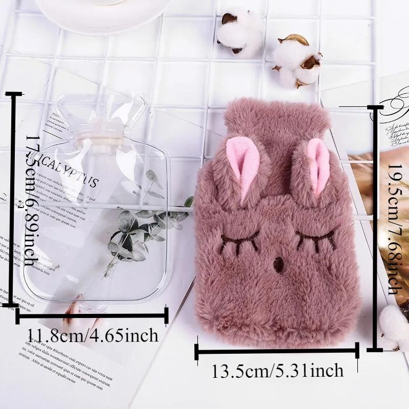 1PC Portable plush rabbit warm handbag Removable and washable water injection hot water bag Stress pain relief therapy