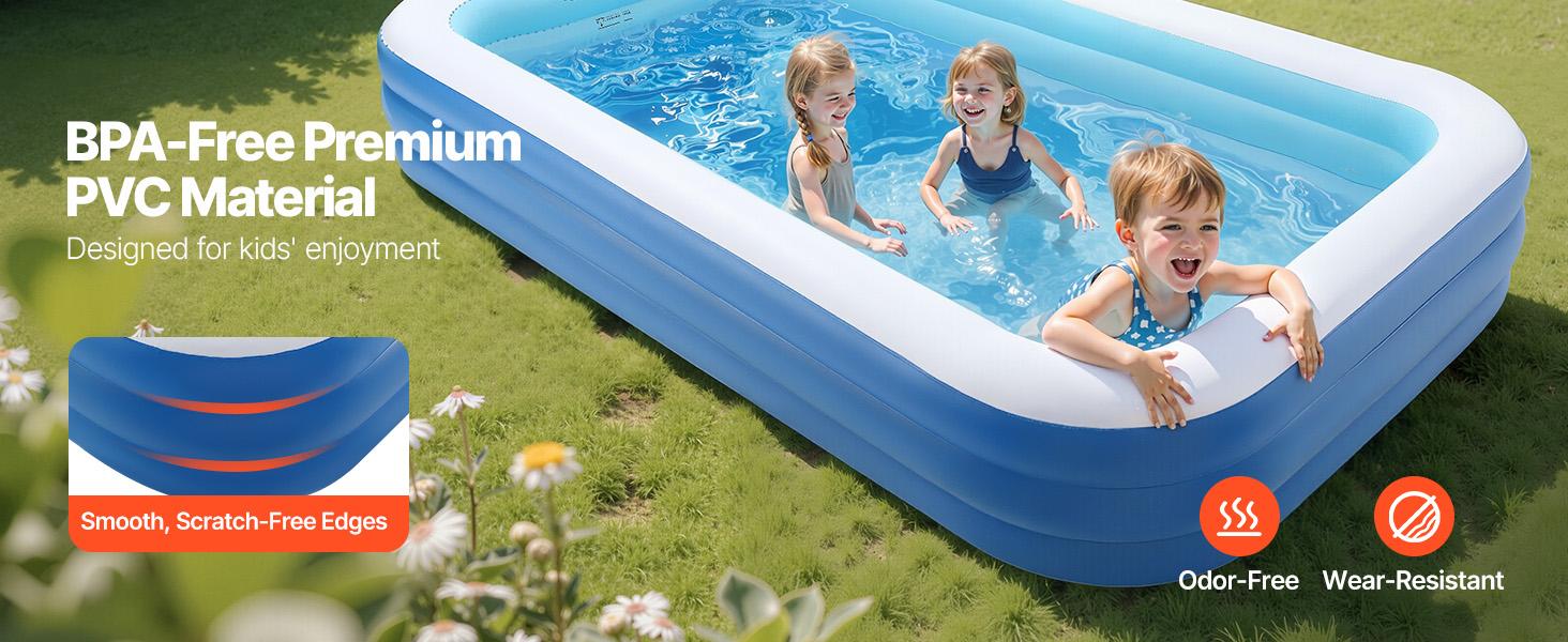 VEVOR Large Inflatable Swimming Pool, 118x67x20 in Blow Up Model with Repair Patches, for Family Summer Use (Home Improvement & Building Supplies, Outdoor Swimming Pool), Swimming Pools VEVOR Large Inflatable Swimming Pool, 118x67x20 in Blow Up Model with Repair Patches, for Family Summer Use (Home Improvement & Building Supplies, Outdoor Swimming Pool), Swimming Pools