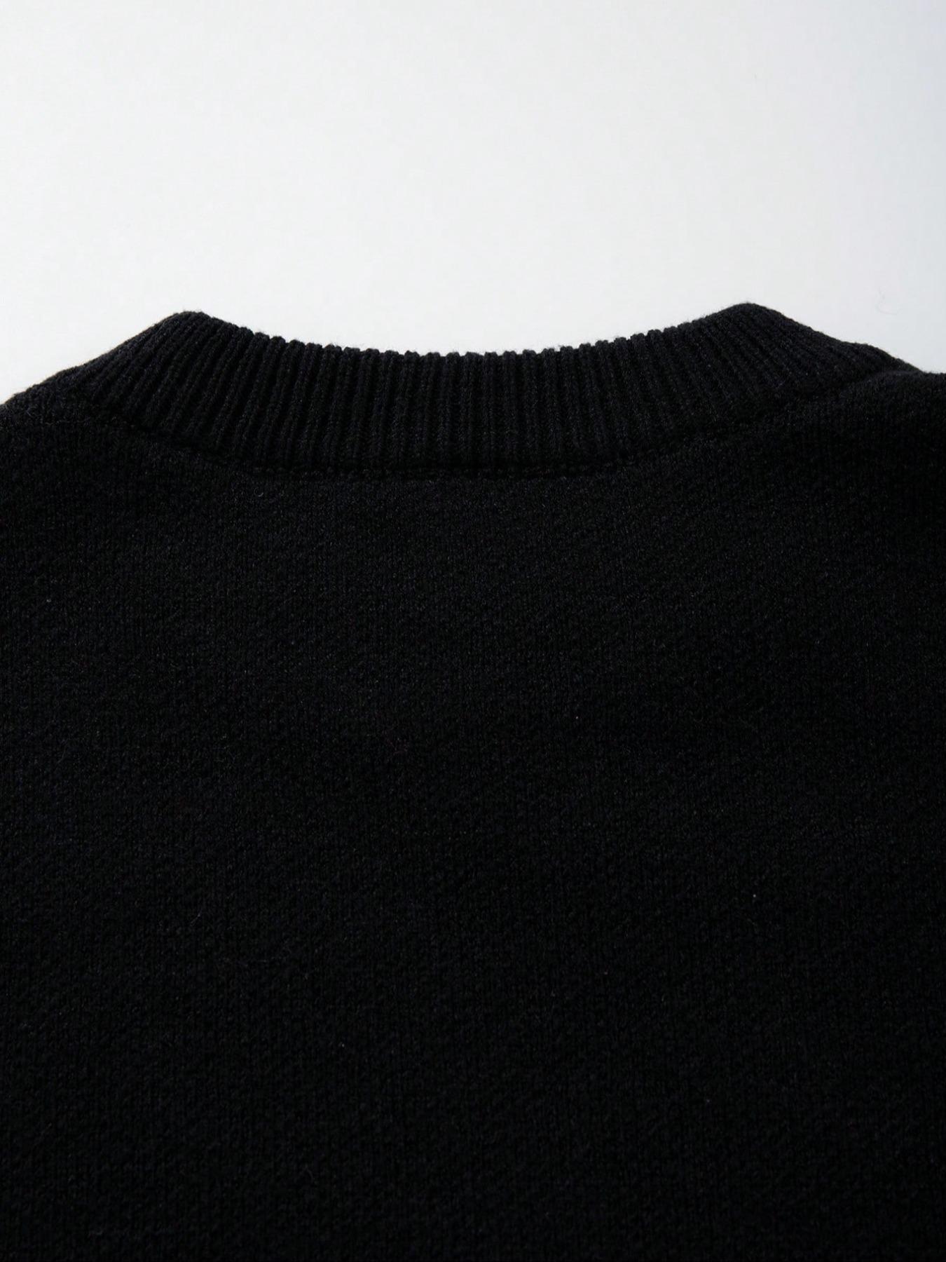 Men's Fall Winter Casual Loose Fit Knitted Sweater, Cute Dinosaur Cartoon Pattern, Long Sleeve Round Neck Pullover, Versatile Commuter Wear, Knitwear, Casual Fashion Knitwear