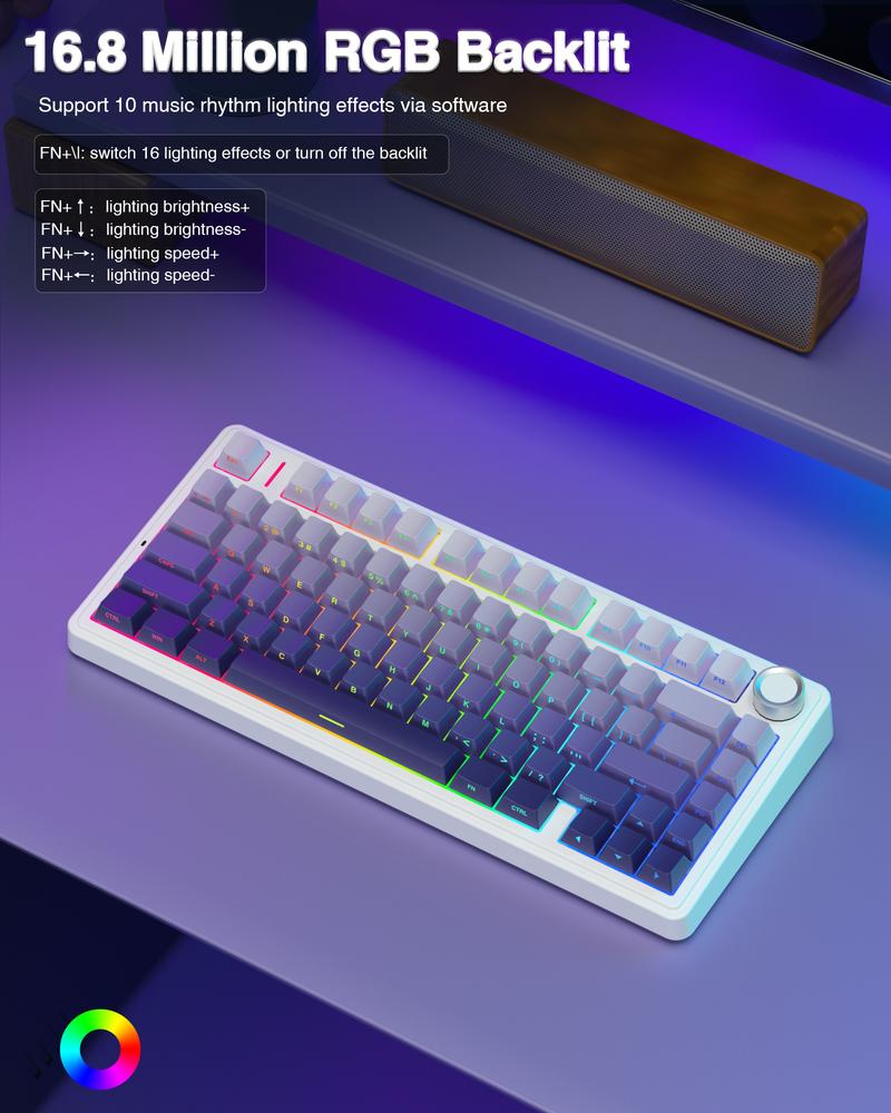 AULA Wireless Keyboard and Mouse Combo, F75 Pro Wireless Mechanical Keyboard,75 percent Gasket Hot Swappable Custom Keyboard+SC580X Wireless Gaming Mouse Light Purple office computer backlit creamy keyboard gaming accessory wireless mouse keyboard Set
