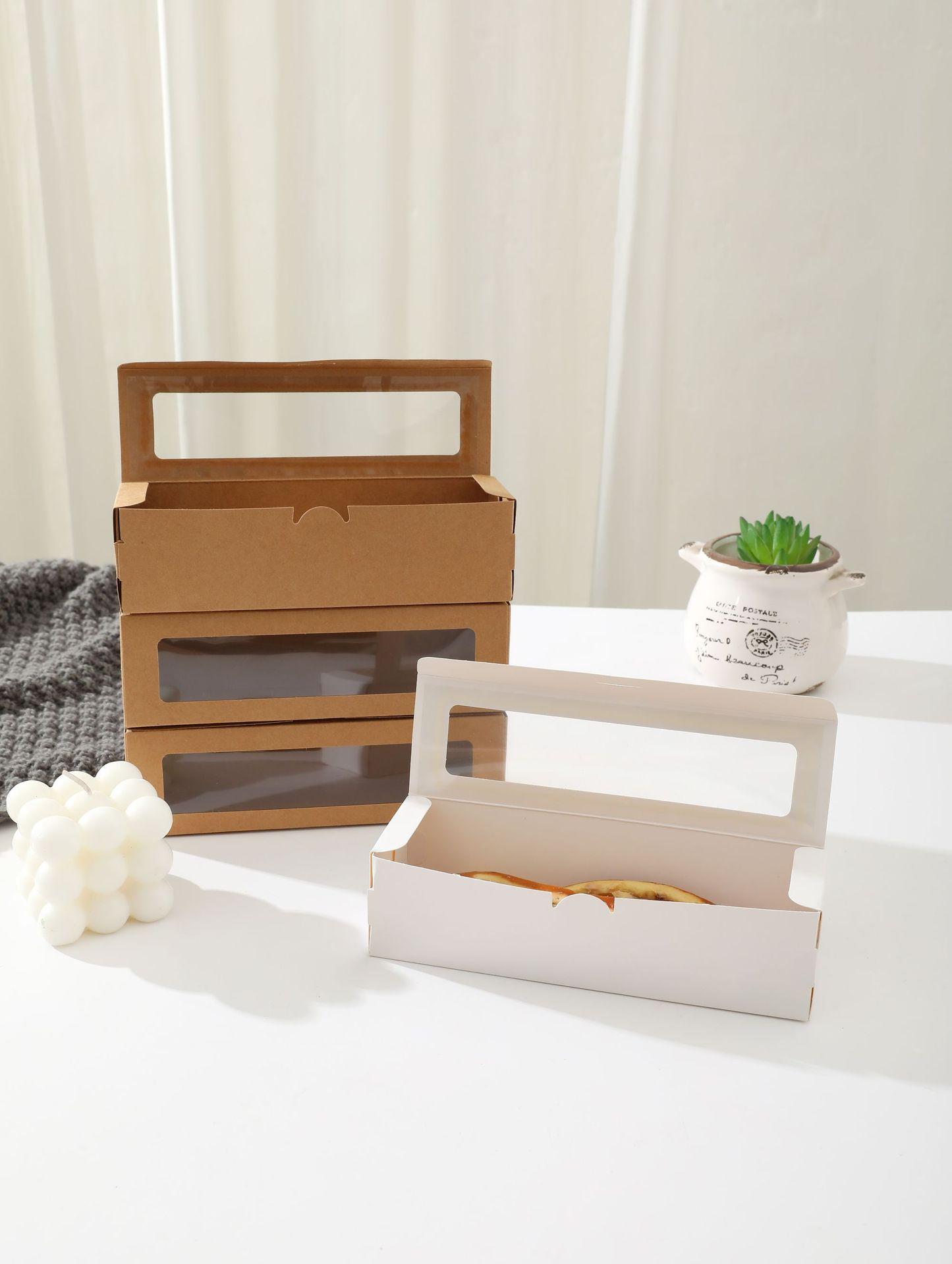 20/1pcs Rectangular Flip Top Bakery Boxes with Clear Window Frame, Kraft Paper Macaron & Cookie Boxes.needoh.paper plates