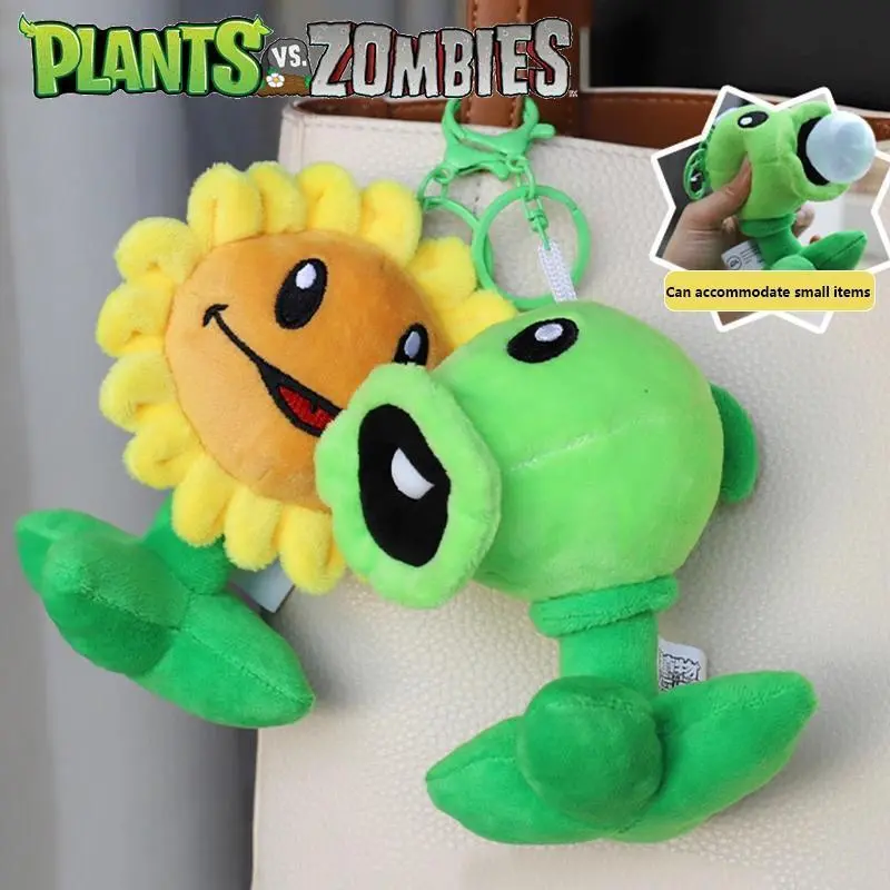 Plants vs Zombies Unisex Soft Plush Doll Toy Figures - Sunflower, Peashooter, Nut Designs - Cell Schoolbag Pendant, Keychain, Teens' Holiday Gifts