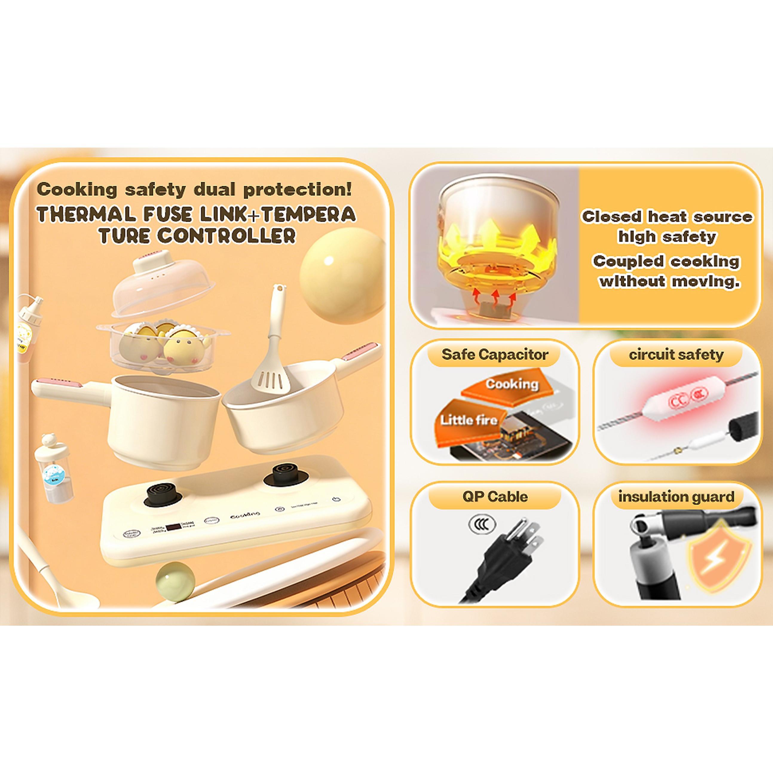 Junior Size Montessori Toys Kitchen Mini-Set, Real Food-Making Kit with Easy Setup, Beige Indoor Play Furniture