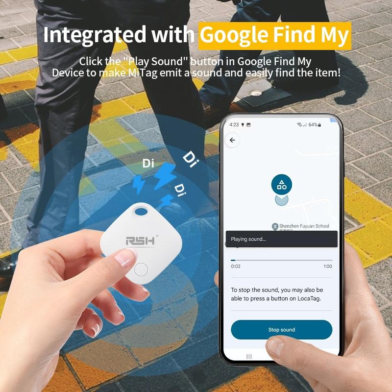 Rsh Tracker Smart Tag Lost Alarm Bundle Pack, Smart Tracking Tag, Compatible with Apple Find My/google Find HUB, Includes 4 Tags + Silicone Cases + Lanyards with iOS apple or Android phones