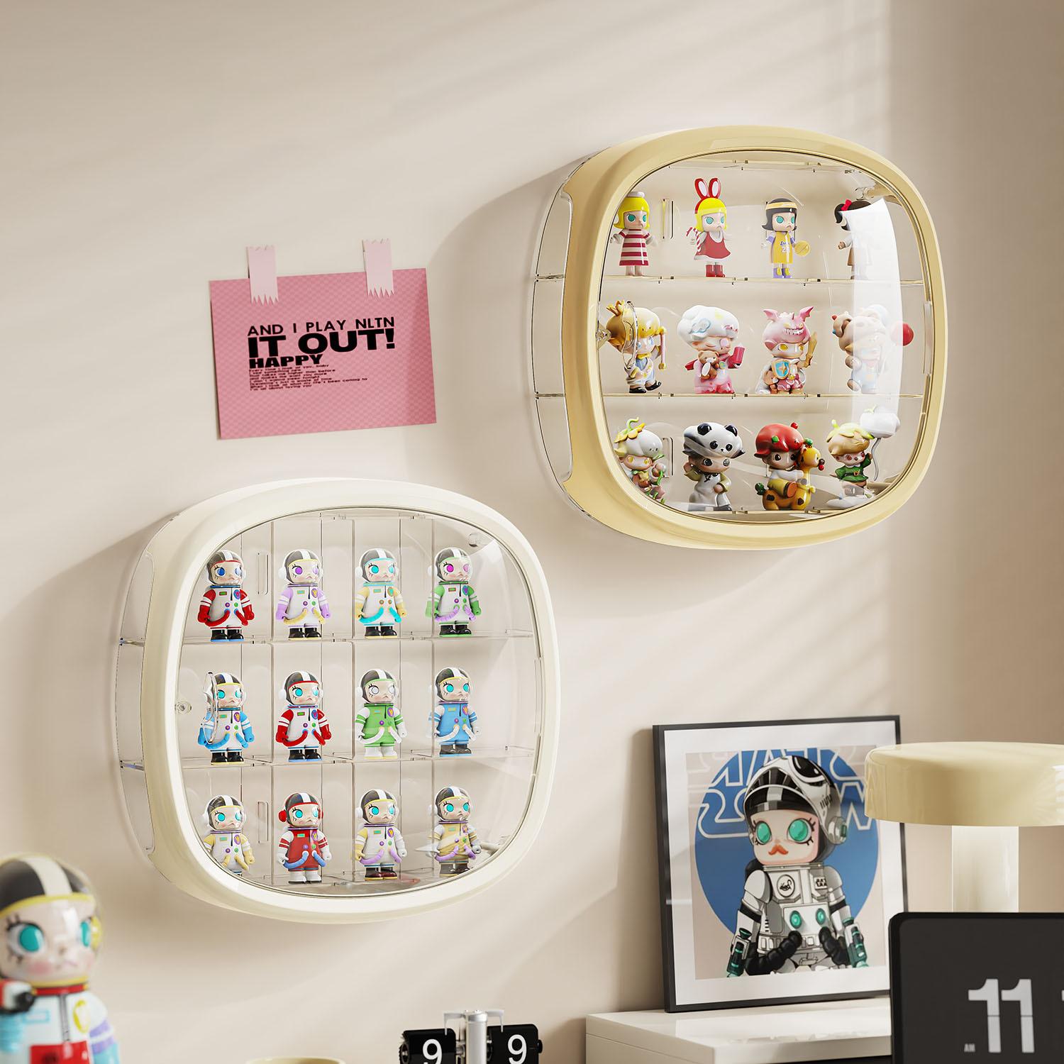 1pc Multi-Functional Space Capsule Blind Box Display Stand, Transparent Storage Box for Figures & Badges, Display Cabinet for Pop Mart Toys, Dustproof Organizer for Desktop & Wall Mount