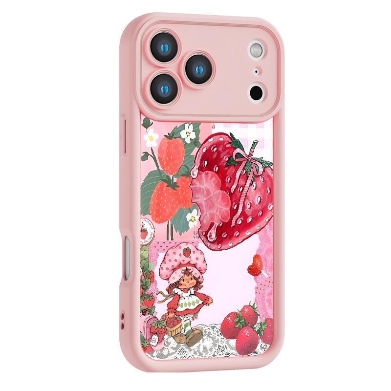 Strawberry Shortcake Pattern Phone Case, Soft Silicone, Fully Protected and Shockproof For iPhone 17 16 15 Pro Max 14 13 12 11 X Plus Air Pink Girl Mini