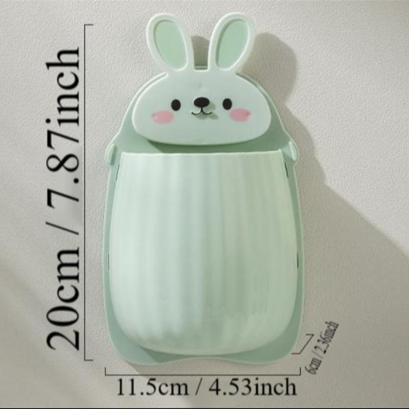 Cute Rabbit Design Toothbrush Holder, 1 Piece Wall Mounted Storage Box, Multifunctional Cosmetic Storage Box for Bathroom