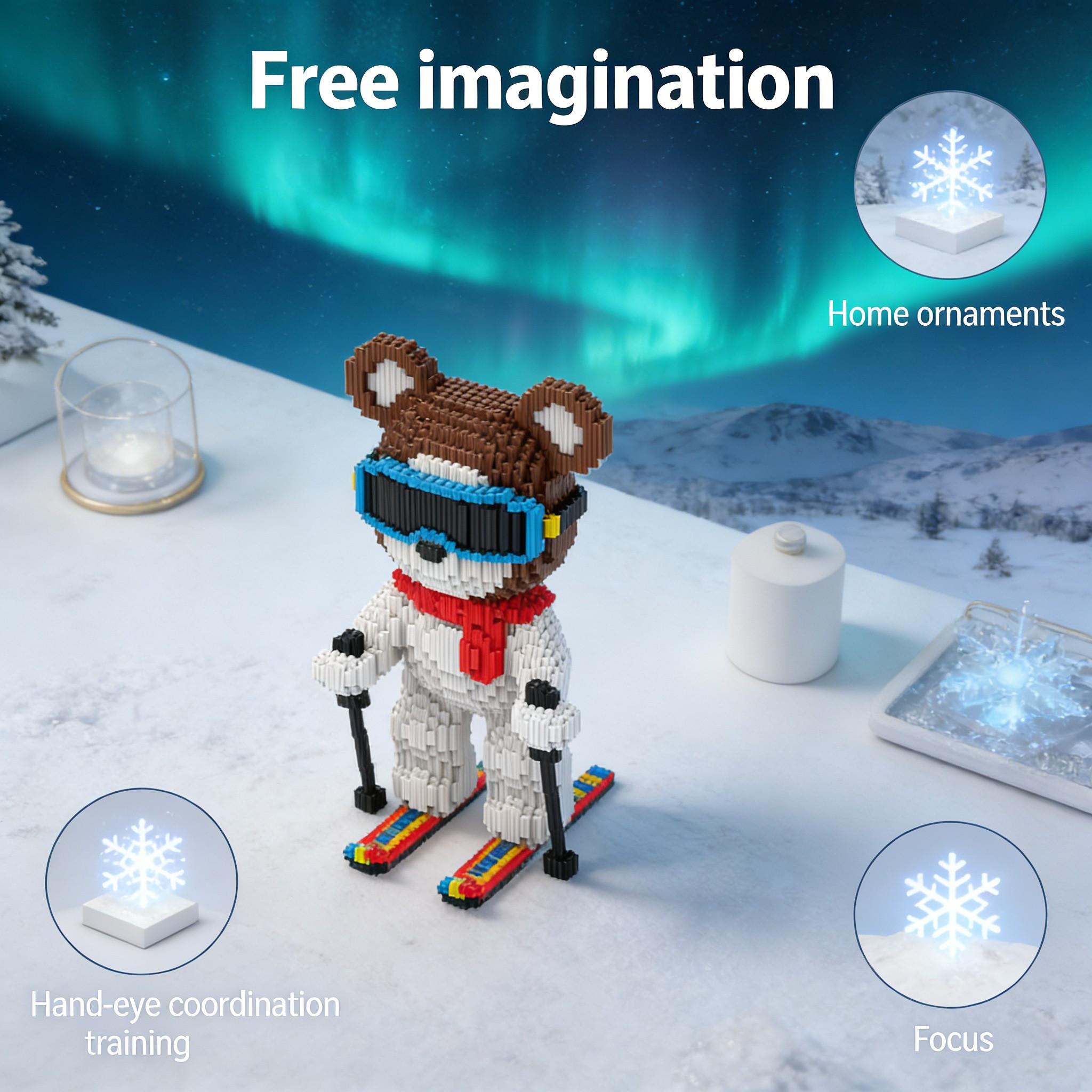 Snowboarding Bear Series Creative Building Blocks Model, 1451pcs, Original Authentic, New 2026 Size, Gift Idea, DIY Craft Decor