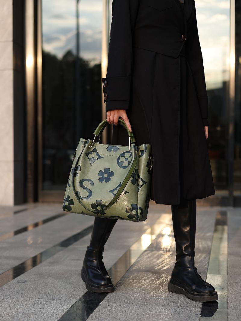 Women's Fashionable Floral Embossed Handbag Set, Including Large Capacity Handbag & Crossbody Bag, Trendy Versatile Daily Commuting Bag Set Women's Fashionable Floral Embossed Handbag Set, Including Large Capacity Handbag & Crossbody Bag, Trendy Versatile Daily Commuting Bag Set
