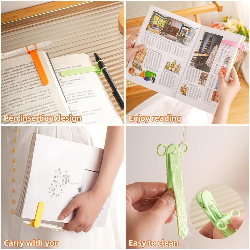 3-Pack Silicone Automatic Bookmarks with Pen Slot – Cute Page Holders & Reading Accessories, Unique Gifts for Book Lovers, Women, Men, and Kids