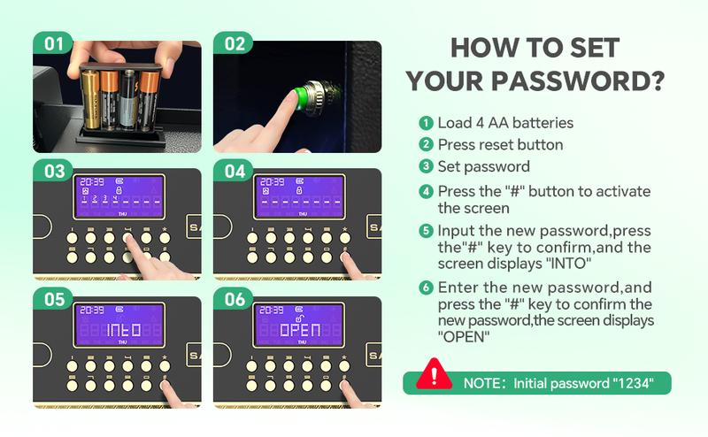 RXDSAFE Extra Large Thick Steel Safe Box with Digital Keypad, Electronic Lock, High Security Anti-Theft Protection, Smart Alarm System, Heavy Duty Steel, Inner Locking Cabinet for Home, Office, Valuables, and Documents